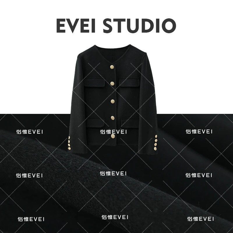 【深圳金爷】H601-小香风短款双面手缝羊毛外套时尚气质轻奢设计师