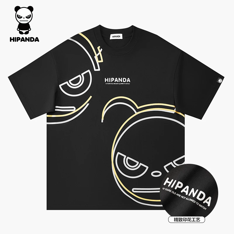 Hipanda  Z069#男士夏季圆领烫金烫银工艺结合潮流圆领T恤