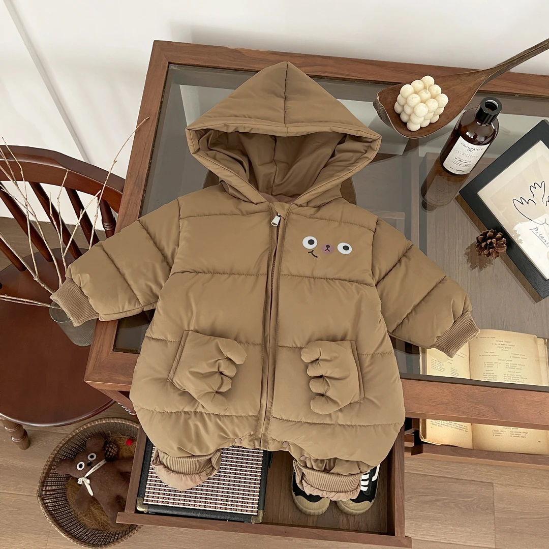 婴儿衣服冬季男宝宝夹棉连体衣儿童洋气加厚保暖外出爬服女童棉服