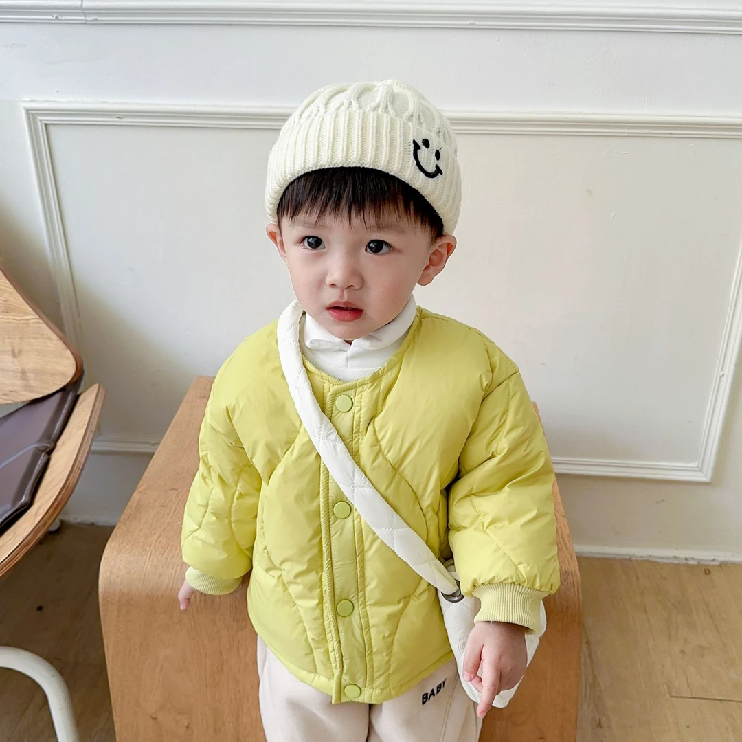男童羽绒服冬季儿童宝宝纯色波浪白鸭绒加厚外套婴幼童保暖衣服冬