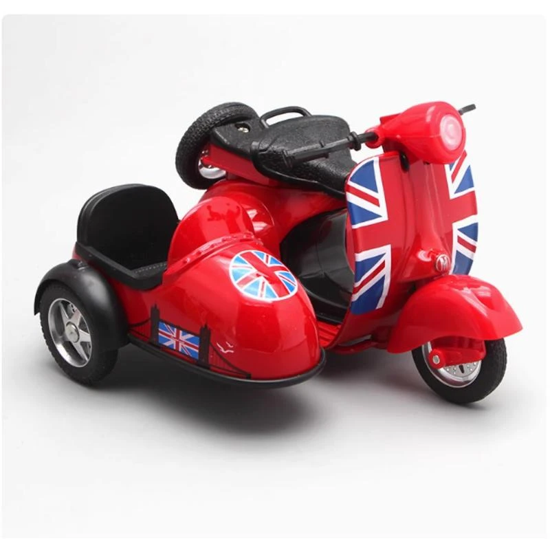 铭源1/14合金小绵羊带斗三轮摩托车模型回力声光玩具街车斜跨子