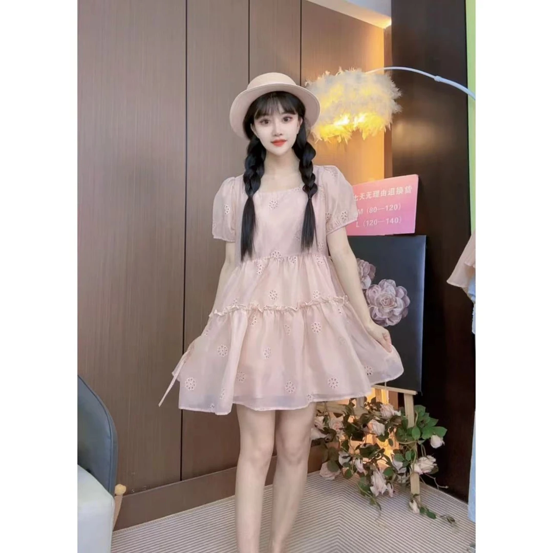 【月光】夏季百搭方领显瘦连衣裙
