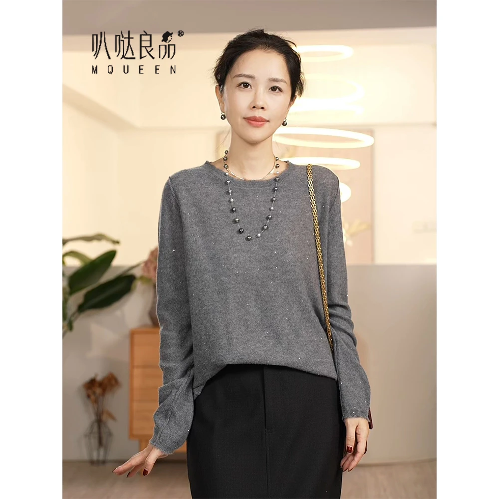 【叭哒不惑】反骨 山羊绒时尚软糯针织秋冬长袖珠片羊绒衫