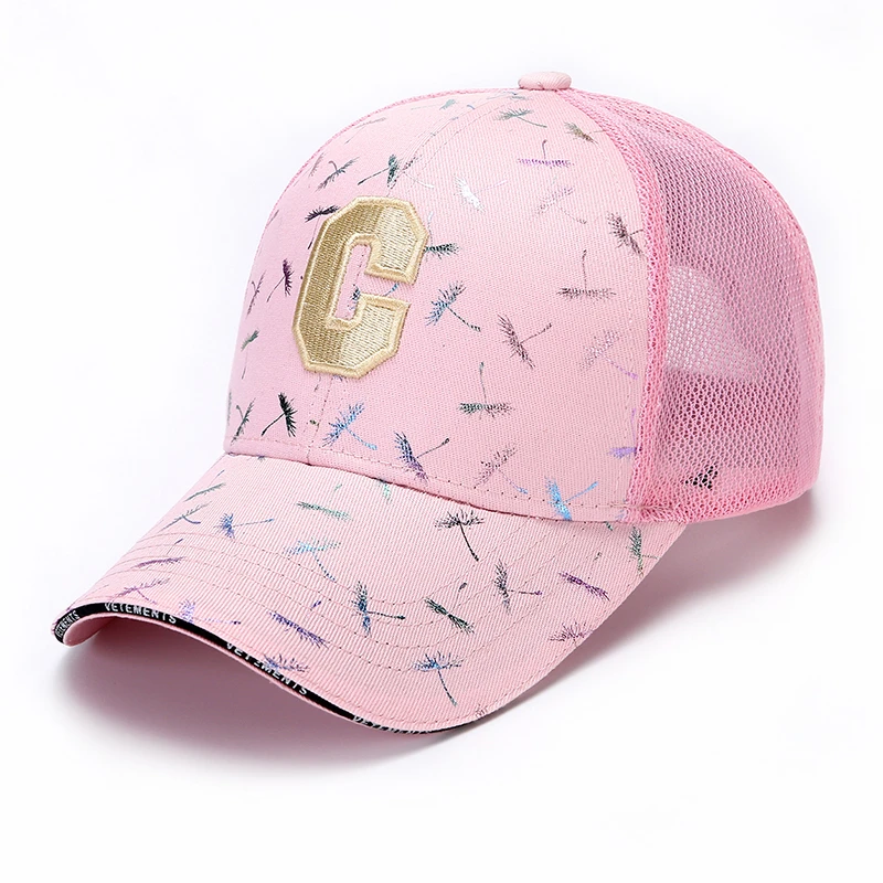 帽子女士夏季网帽韩版刺绣C字母棒球帽时尚鸭舌帽遮阳防晒太阳帽