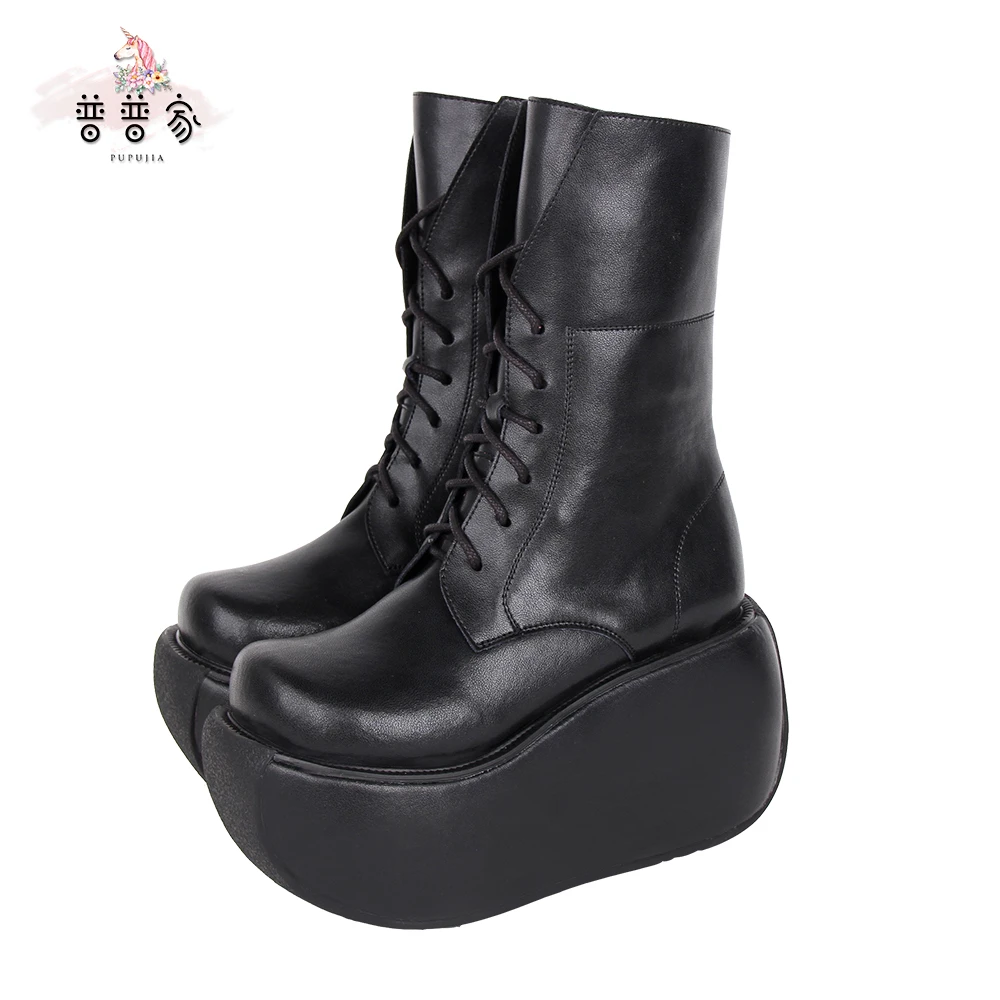 牛皮款2023秋冬新品Lolita靴简约经典厚底松糕靴602