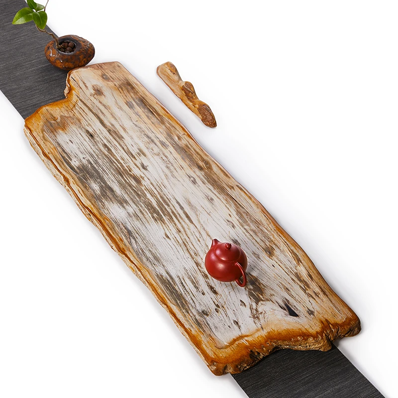 天然整块木化石茶盘家用大板石茶台茶托盘干湿泡轻奢简约茶海创意