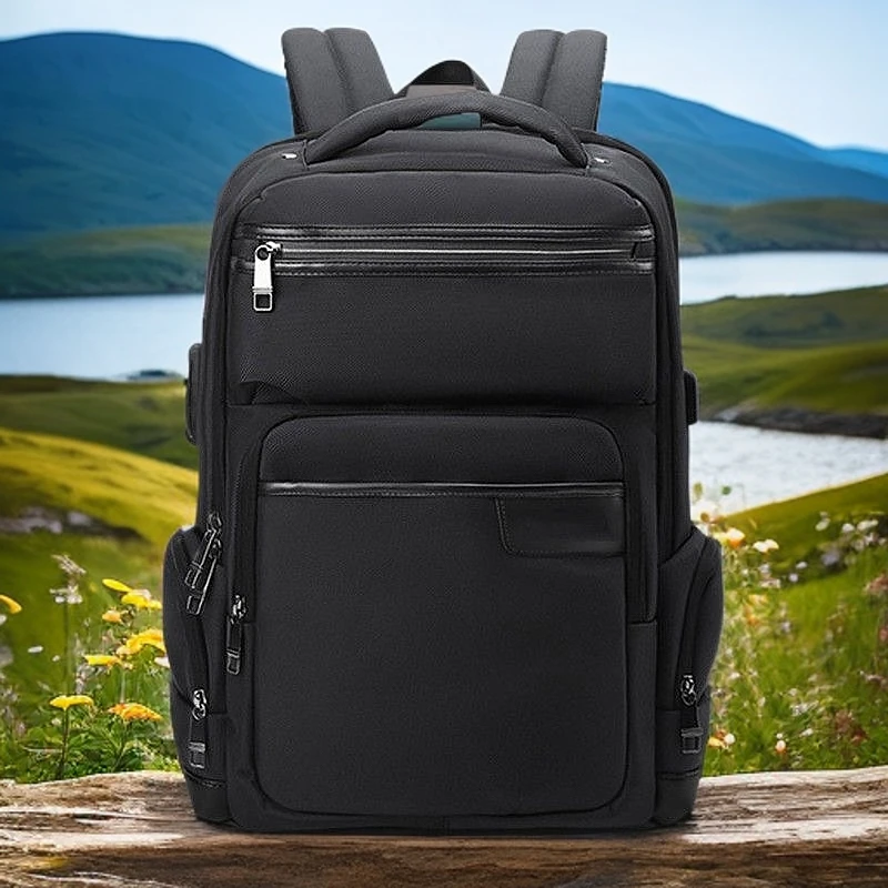 耐磨百搭双肩包男士大容量黑色出差旅行背包男旅游多功能电脑包