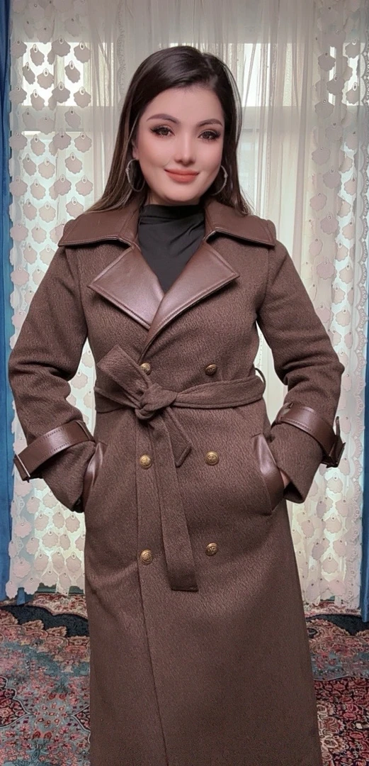 时尚气质军官风毛呢大衣外套冬季轻奢经典设计包邮