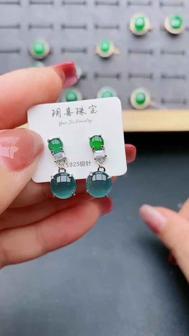 【闪购商品】翡翠耳饰银S925镶嵌321321