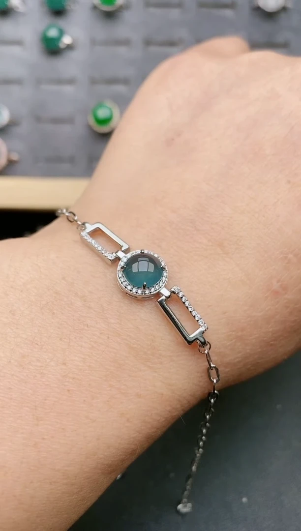 【闪购商品】翡翠手链银S925镶嵌31231