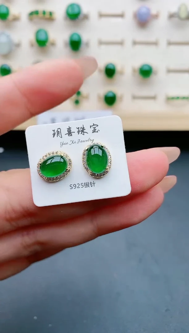 【闪购商品】翡翠耳饰银S925镶嵌321312