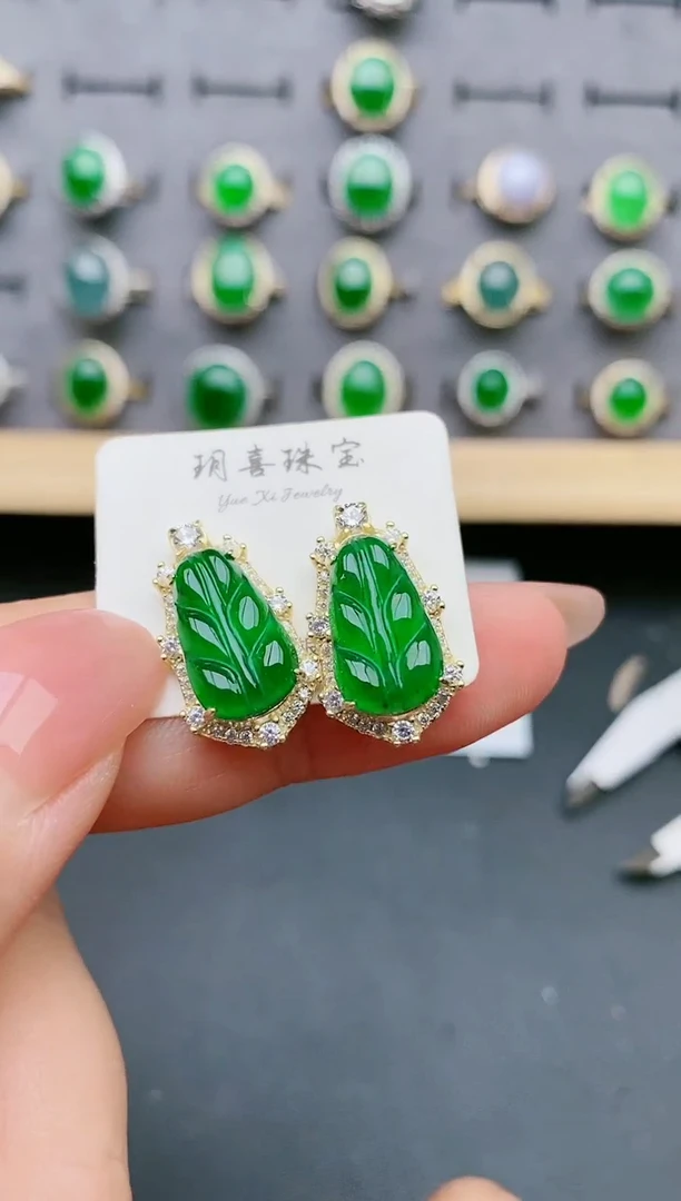 【闪购商品】翡翠耳饰银S925镶嵌50805