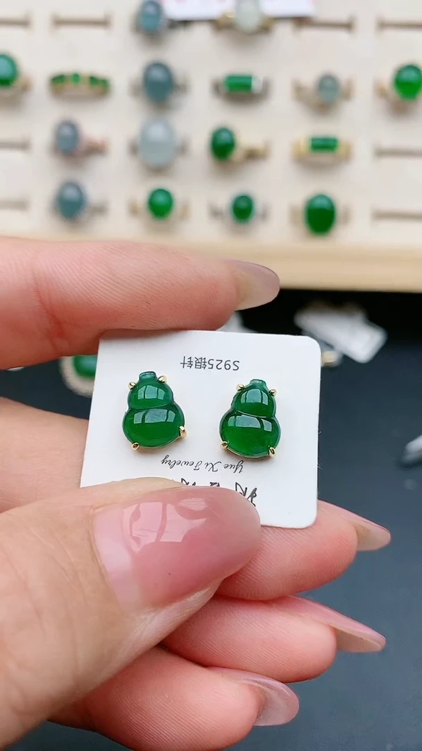 【闪购商品】翡翠耳饰银S925镶嵌2132131