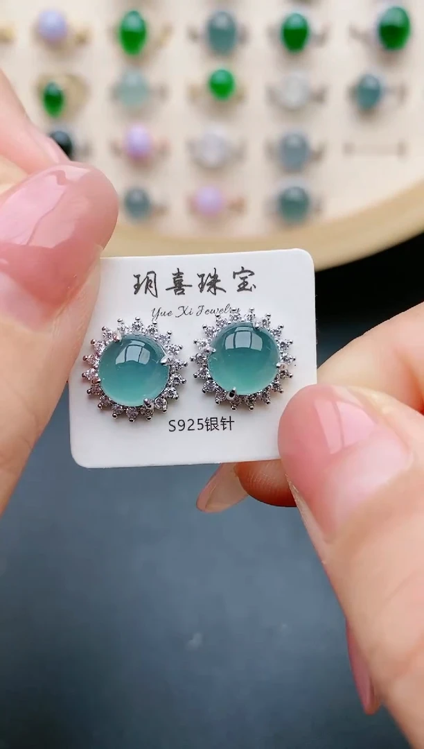 【闪购商品】翡翠耳饰银S925镶嵌33213