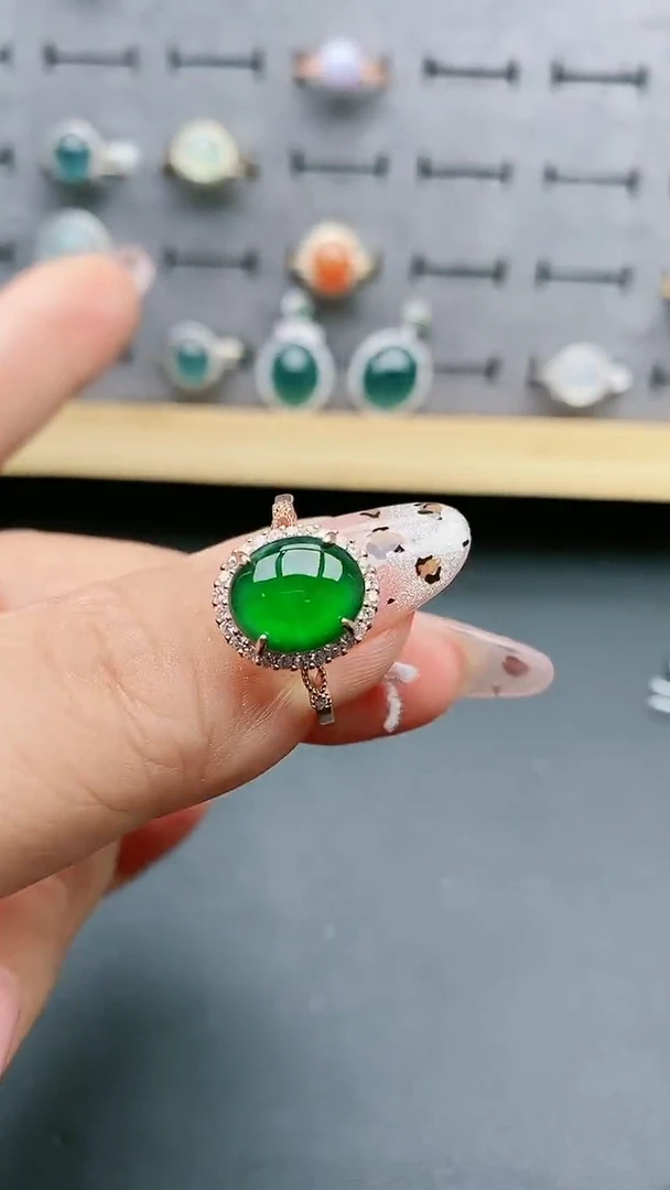 【闪购商品】翡翠戒指银S925镶嵌5080