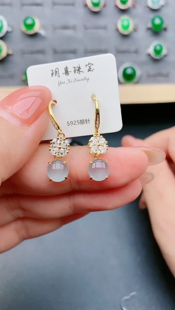 【闪购商品】翡翠耳饰银S925镶嵌321321