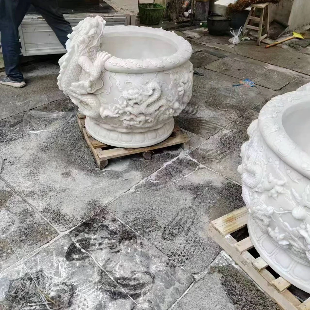 石雕整石雕刻一体成型抱鼓石大象一对桌子门海汉白玉