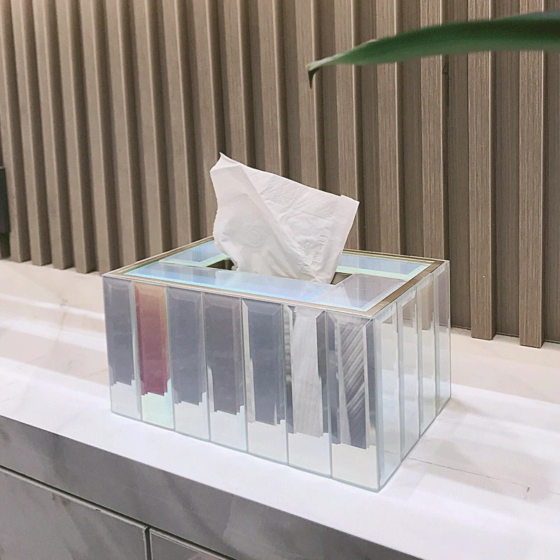客厅轻奢抽纸盒纸巾盒家用大容量纸抽盒简约抽纸盒玻璃纸巾收纳盒