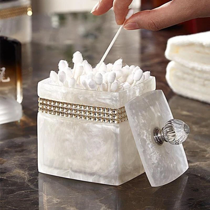 漱格简约北欧ins带盖棉签盒牙签盒家用创意组合套装化妆棉收纳盒