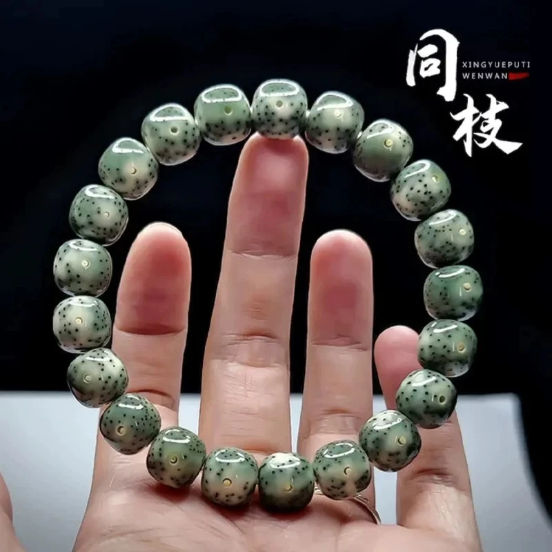 星月菩提石玉料单圈海南原生态阴皮手串同枝果文玩手串