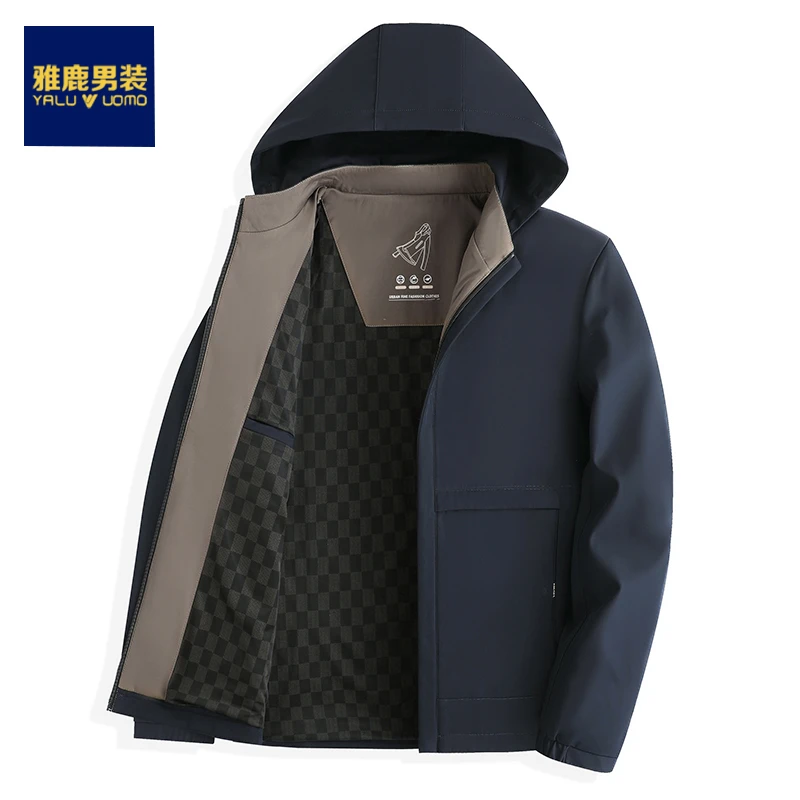 雅鹿男装夹克男士2025新款春秋季品牌中老年商务休闲冲锋衣外套男
