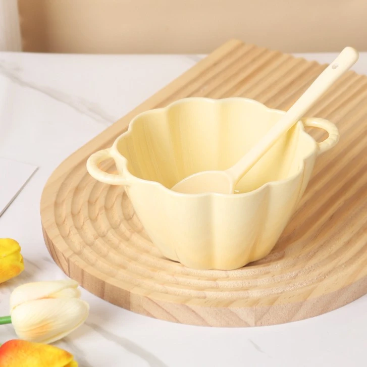 嗦粉陶瓷碗南瓜碗加厚可爱奶fufu家用泡面螺蛳粉辅食碗双耳碗带勺