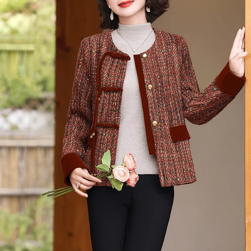 时尚妈妈装2024秋季新款中老年新中式国风九月女外套