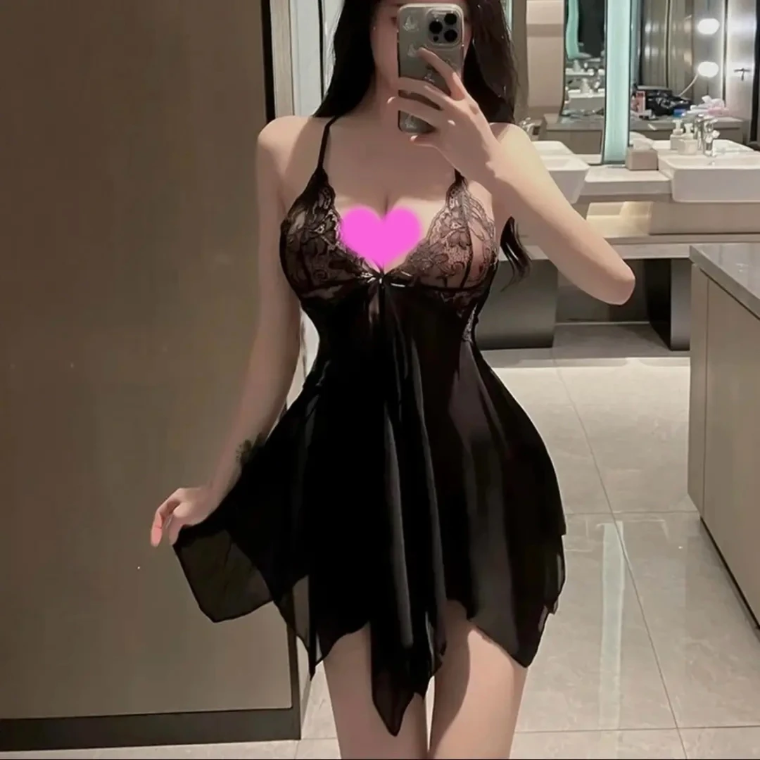 2024网红爆款学姐情调内衣纯欲风性感吊带睡裙不规则睡衣开叉高端