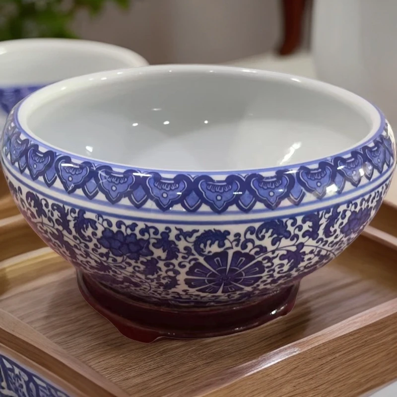 【31*12cm缠枝莲】景德镇经典青花缠枝莲陶瓷浅盆