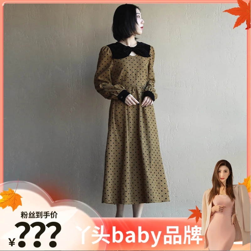 【丫头baby专属】西町村屋法式蝴蝶结植绒连衣裙YD6502553绿色