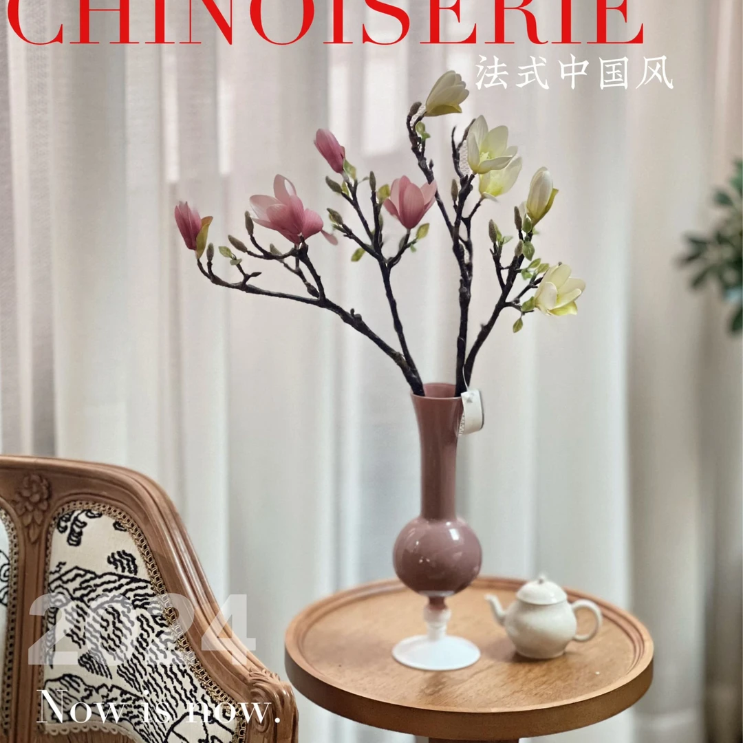 空间美学小玉兰仿真花客厅餐厅边柜酒柜装饰法式欧式中式百搭治愈