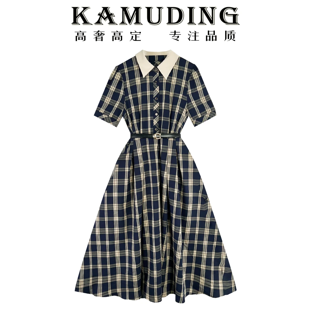 KAMUDING连衣裙2024新款女夏季高端精致小众设计端庄大气裙子8176