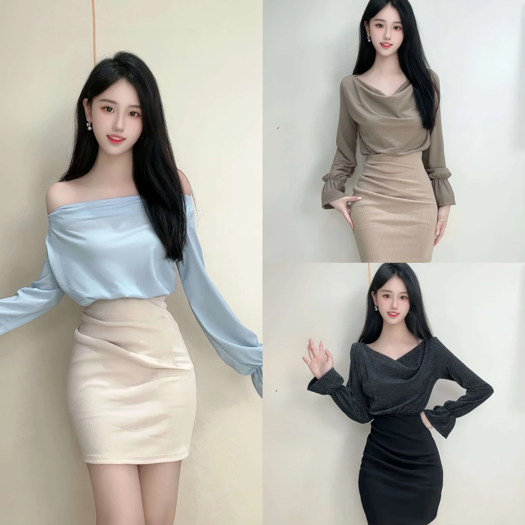 【秋款省心穿搭】2024秋款气质设计感显瘦一字肩连衣裙YLJ-0390