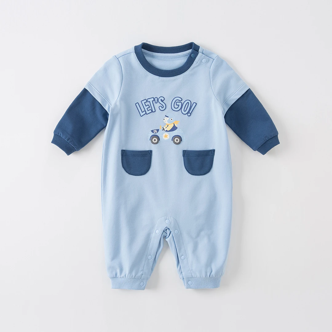 戴维贝拉婴儿连体衣2023新款秋装男宝宝爬服婴幼儿外出DB1233473