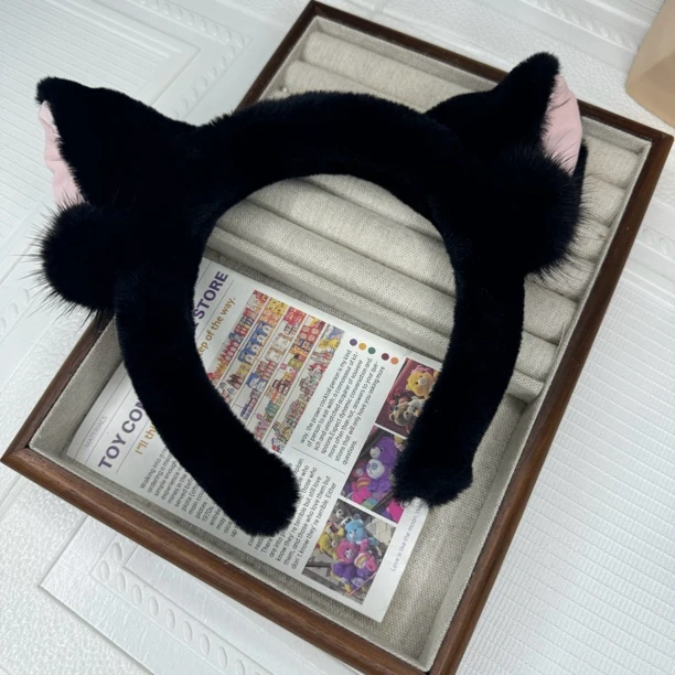 菲妮丝F-983原创猫耳朵发箍毛绒百搭黑色