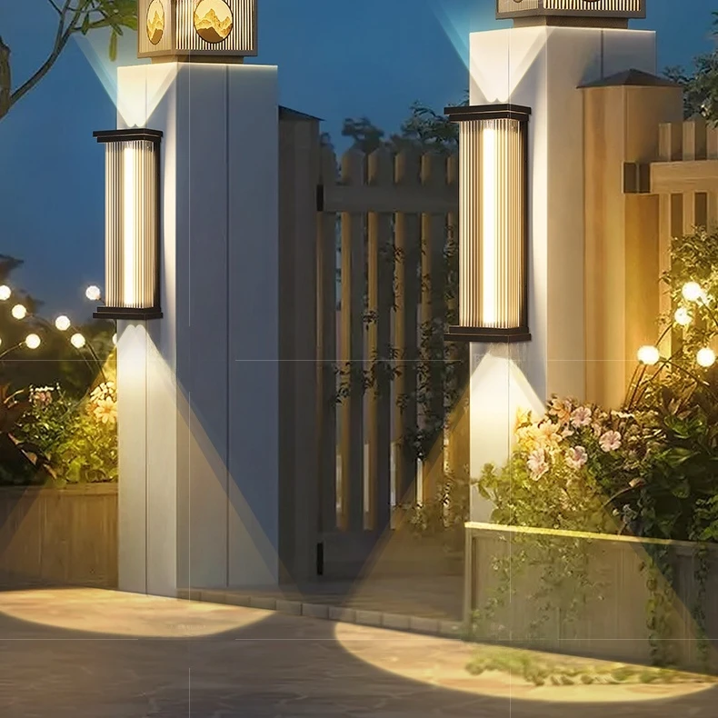 户外壁灯防水别墅壁灯室外大门口两侧柱子灯花园庭院围墙长条壁灯