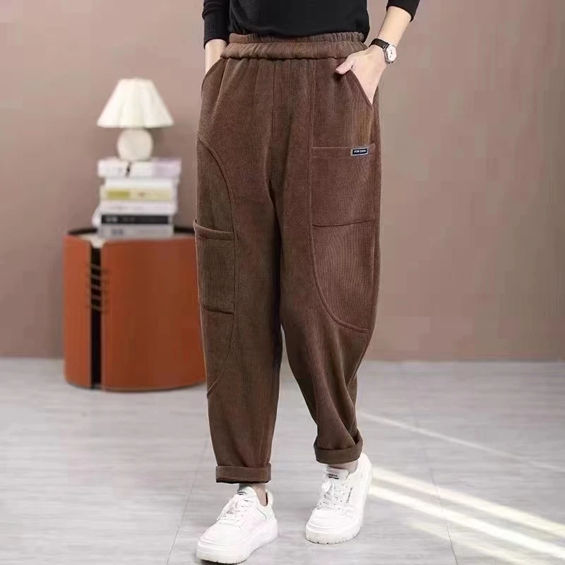 春秋新款休闲裤高腰2023新款韩版大码宽松哈伦裤显瘦长裤子