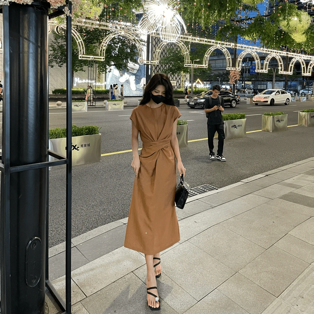 Liixu通勤气质高级感法式收腰显瘦连衣裙夏季轻奢修身裙子女