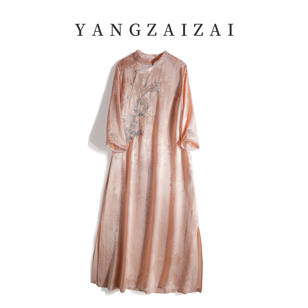 羊在在【夕颜】新中式中国风日常气质优雅连衣裙汉元素提花L24XL118