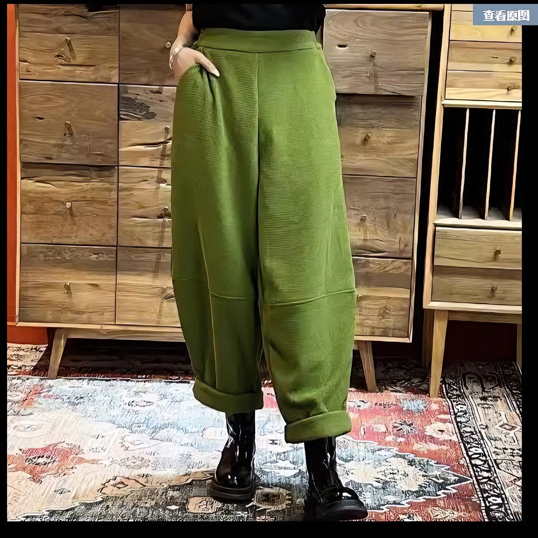 【羊在在】国风复古休闲黑色气质百搭小脚裤DK062