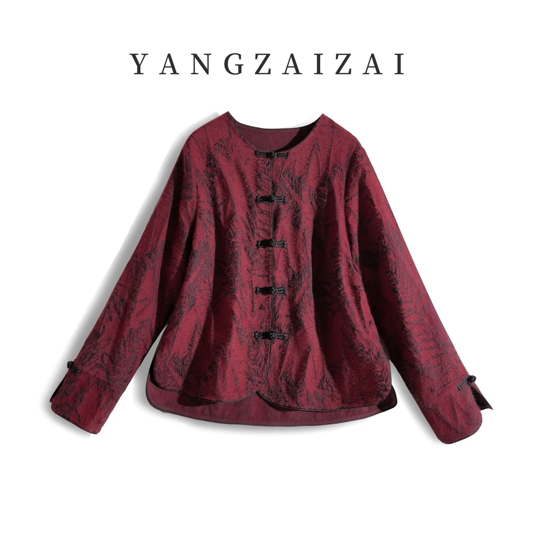 羊在在民族风日常新中式国风上衣女设计感盘扣小衫秋冬时尚XQ260