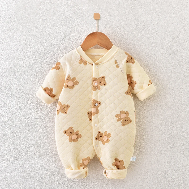 婴儿连体衣春秋季新生儿夹棉保暖哈衣爬服宝宝春秋款衣服外穿