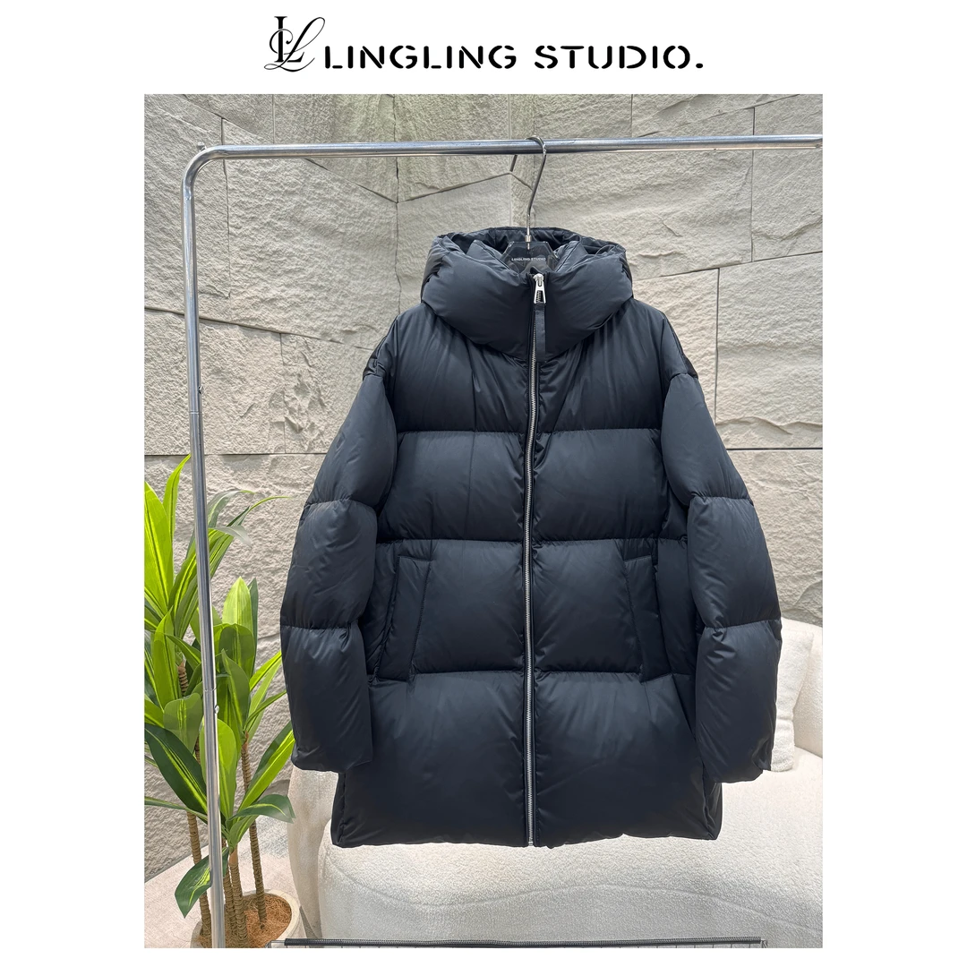 90白鹅绒-『 蜜雪儿 』2024冬季时尚保暖连帽长款羽绒服4010198