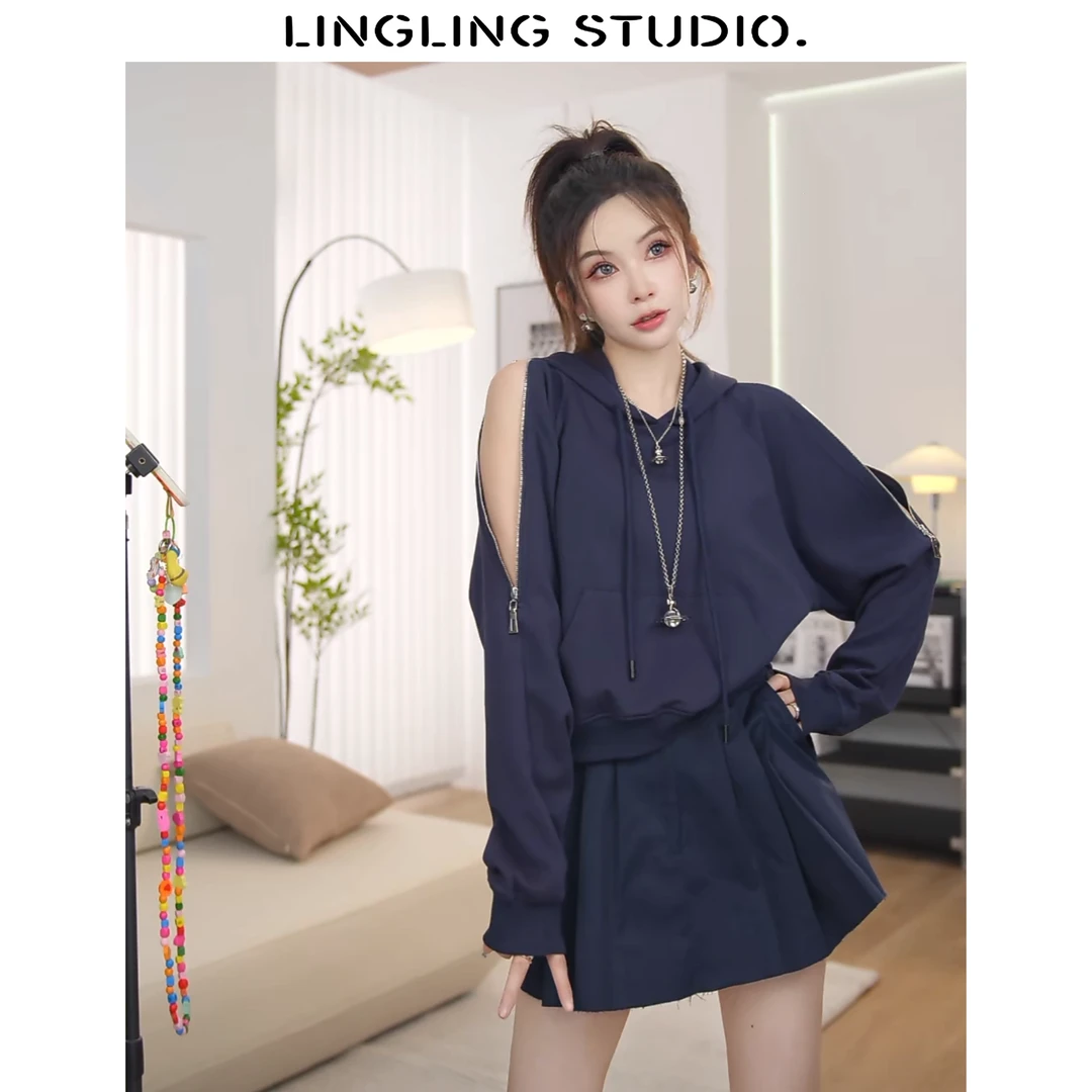 4080579-零零『魔法拉链』2024设计师时尚休闲百搭连帽卫衣