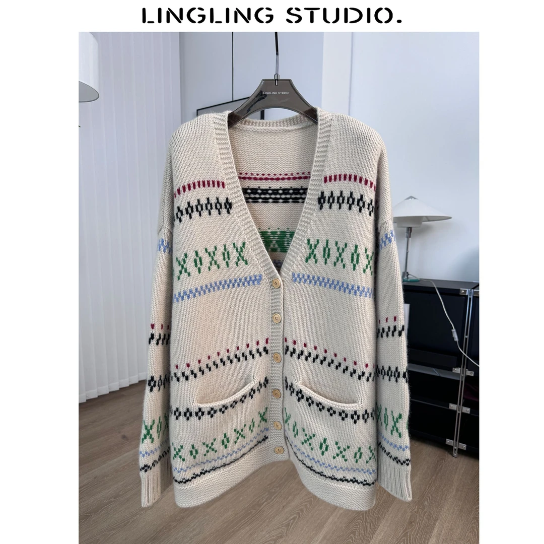 4102104-零零『波西米亚』2024秋冬百搭仙女风减龄针织开衫毛衣