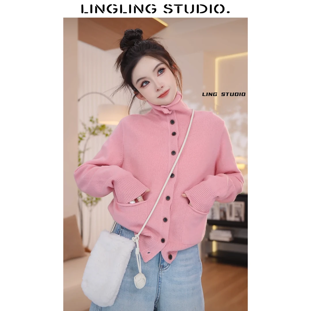 全绵羊毛-零零『百变仙女』2024秋冬时尚针织百搭开衫毛衣4102103