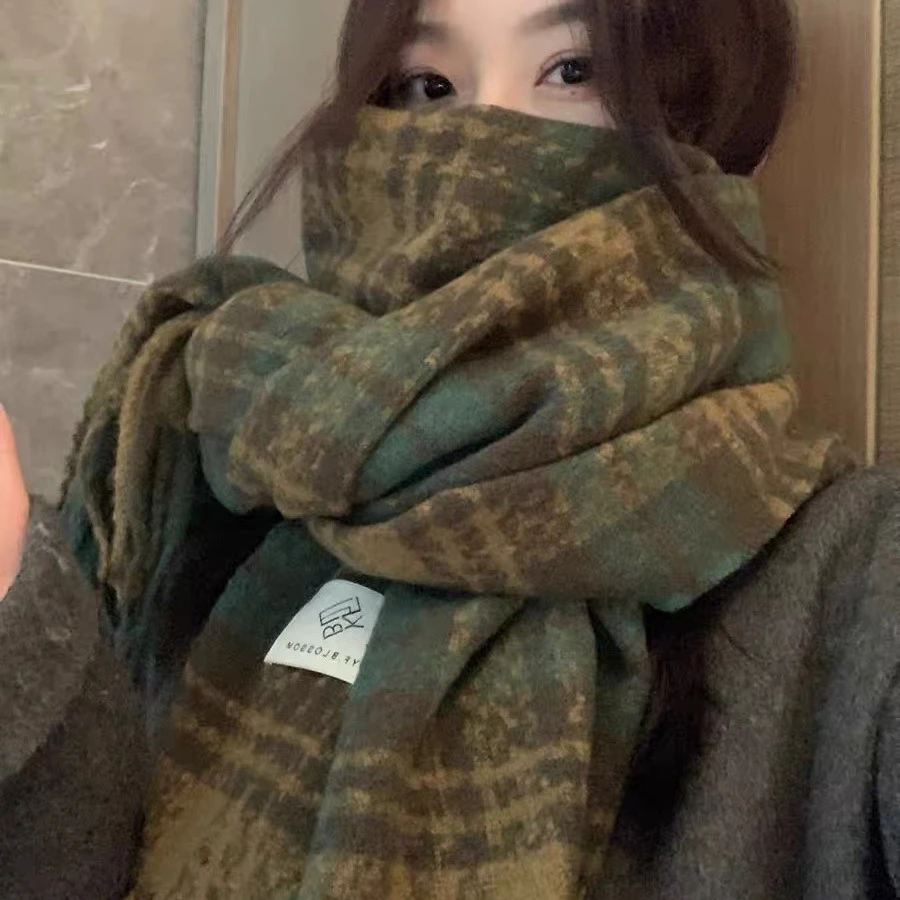 围巾冬季女针织冬季高级感新款加厚保暖复古时尚条纹防寒围脖