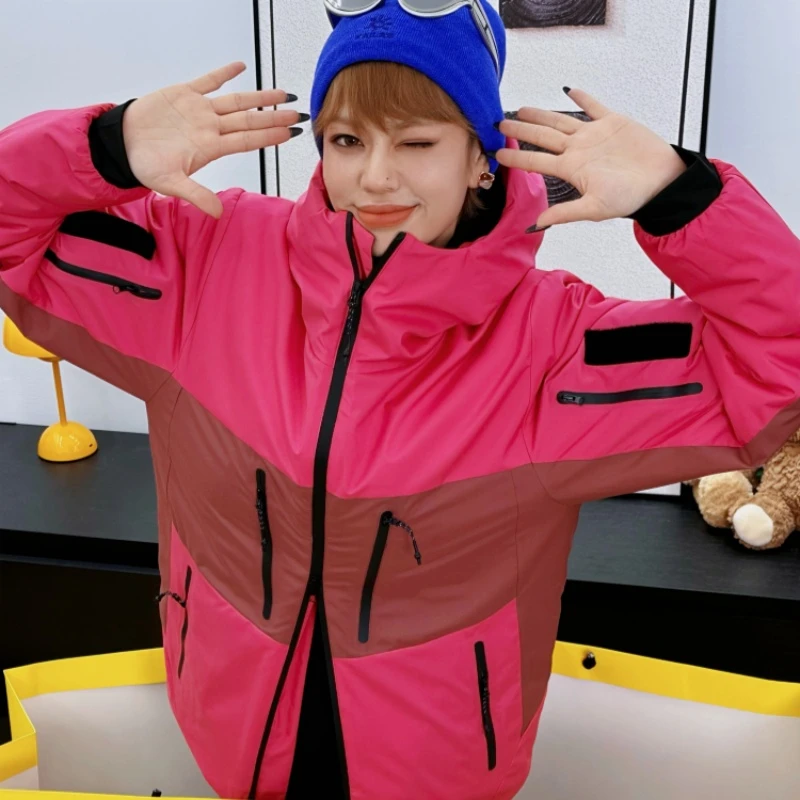 给你一个暖冬！神仙拼色秋冬情侣防风保暖连帽棉服外套潮C1227