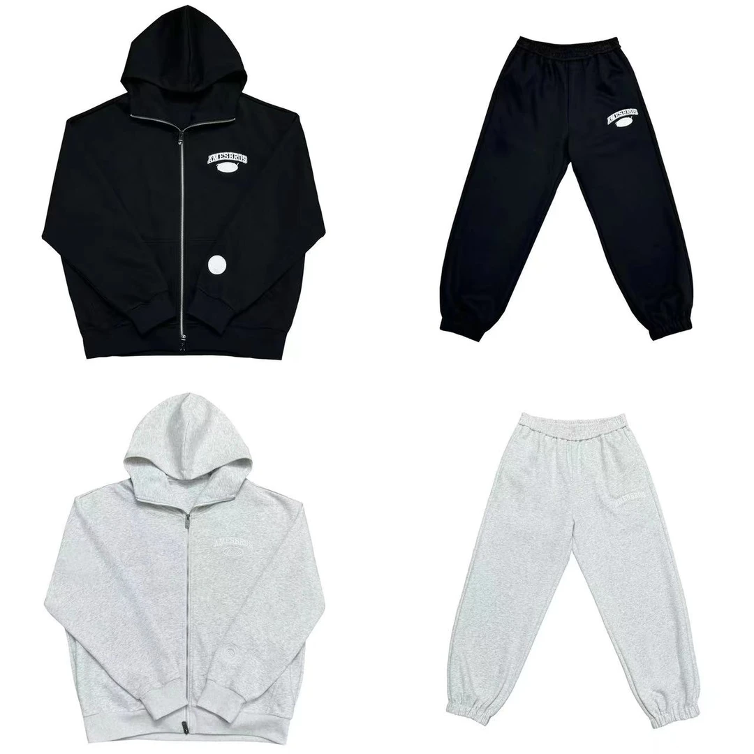 [XJ]黑灰两色AM字母刺绣拉链简约百搭亲子儿童拉链套装（夏日炎炎