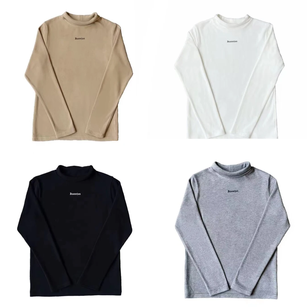 [5XJ]黑白灰咖四色前小字母时尚长袖打底保暖儿童秋衣(秋意满满)